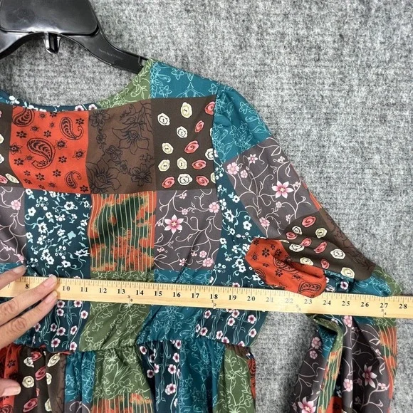 Emery Rose Patchwork Print Babydoll Blouse‎ Size 1XL Cottagecore Country - Picture 7 of 10